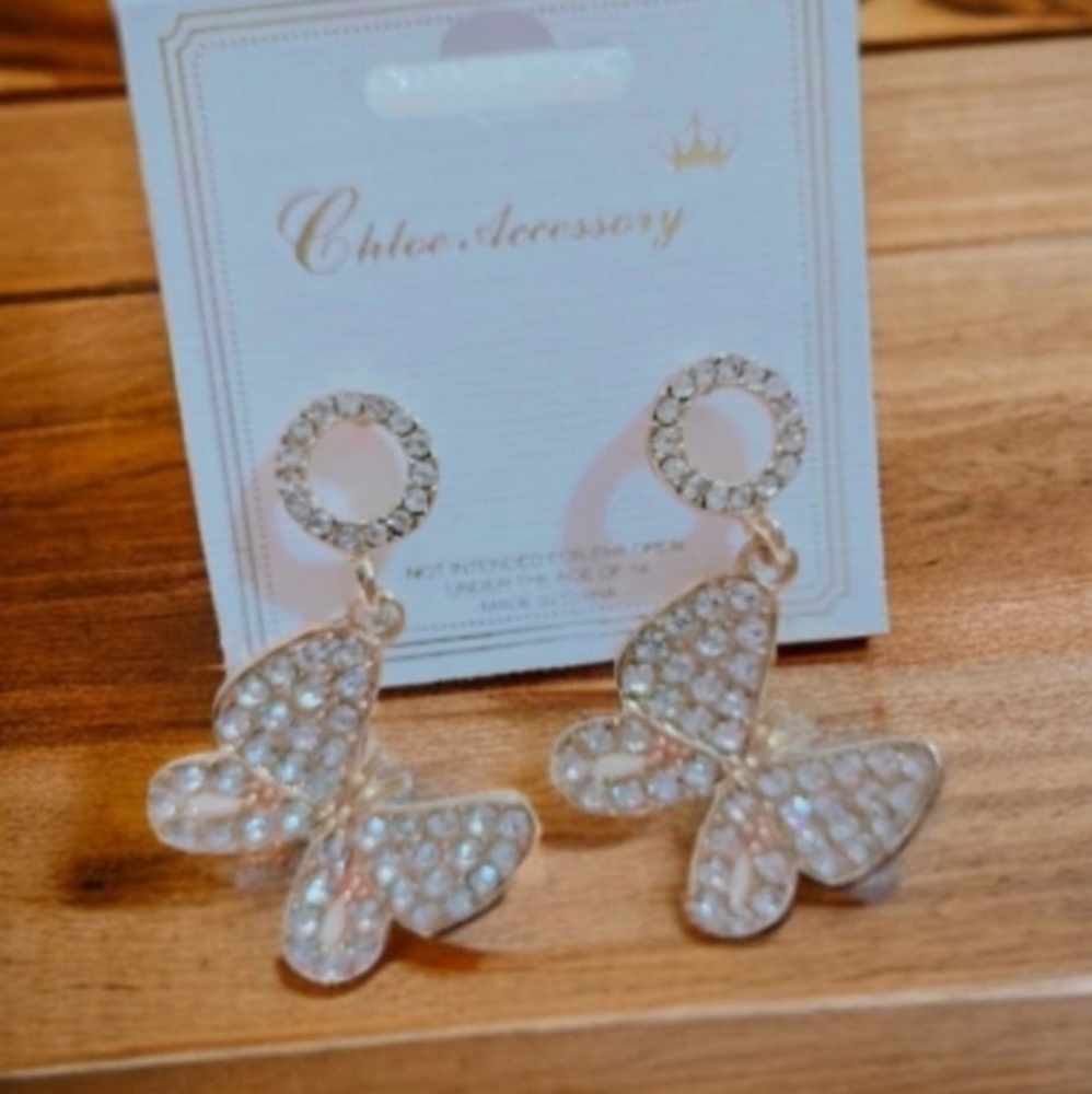 Butterfly earrings, alloy dangle earrings, geometric earrings. Elegant earrings - Picture 5 of 8